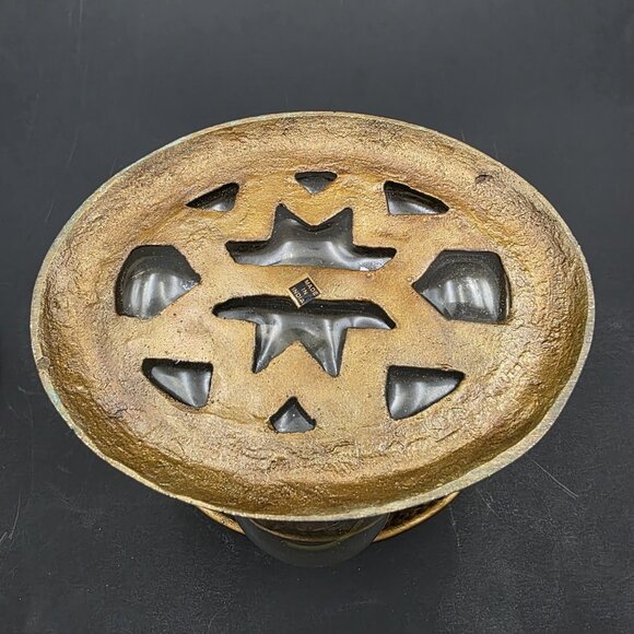 Baroque Brass & Hand Blown Bubble Glass Lidded Dome Caged Apothecary Jar Vintage - Picture 11 of 14